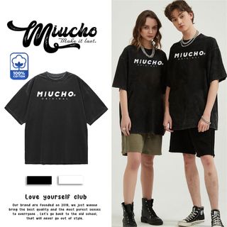 Áo thun wash nữ form rộng đẹp tay lỡ kiểu hàn quốc, áo phông wash form rộng unisex vải cotton AT212 Miucho basic
