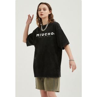 Áo thun wash nữ form rộng đẹp tay lỡ kiểu hàn quốc, áo phông wash form rộng unisex vải cotton AT212 Miucho basic