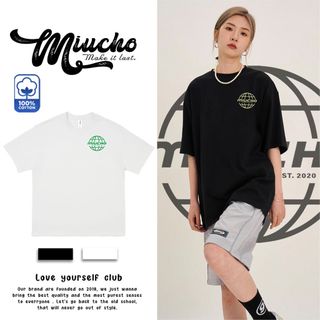 Áo thun nữ form rộng đẹp tay lỡ kiểu hàn quốc, áo phông nữ form rộng unisex vải cotton AT210 Miucho in hoạt tiết
