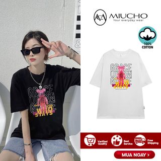 Áo phông bearbrick nữ form rộng tay lỡ unisex, áo thun bearbrick nữ form rộng tay lỡ unisex cotton AT039 Miucho in logo