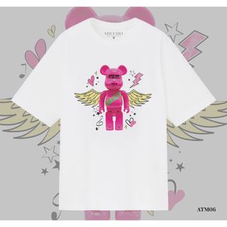Áo phông bearbrick nữ form rộng tay lỡ unisex, áo thun bearbrick nữ form rộng tay lỡ unisex cotton AT006 Miucho in logo