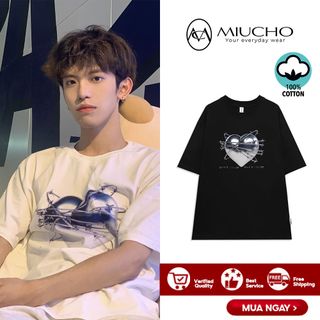 Áo thun nữ form rộng đẹp tay lỡ kiểu hàn quốc, áo phông nữ form rộng unisex vải cotton AT172 Miucho in hoạt tiết