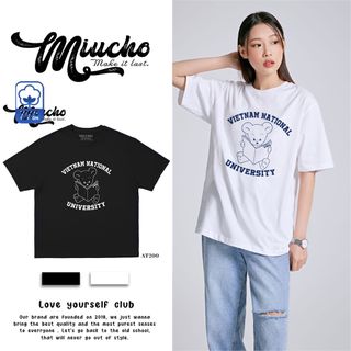 Áo thun nữ form rộng đẹp tay lỡ kiểu hàn quốc, áo phông nữ form rộng unisex vải cotton AT200 Miucho in hoạt tiết