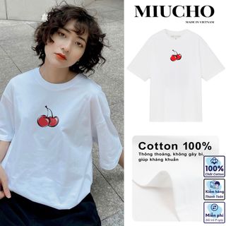 Áo phông nữ form rộng tay lỡ unisex đẹp, áo thun nữ form rộng tay lỡ unisex cotton hàn quốc AT010 Miucho in hình