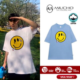 Áo thun nữ form rộng đẹp tay lỡ kiểu hàn quốc, áo phông nữ form rộng unisex vải cotton AT203 Miucho in hoạt tiết