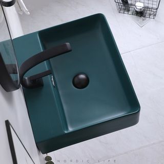 Chậu sứ lavabo để bàn kiểu vuông màu xanh độc đáo giá sỉ