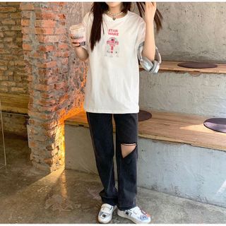 Áo phông nữ form rộng tay lỡ unisex đẹp, áo thun nữ form rộng tay lỡ unisex cotton hàn quốc AT013 Miucho in hình