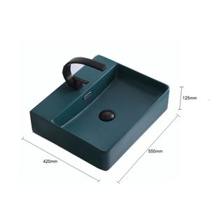 Chậu sứ lavabo để bàn kiểu vuông màu xanh độc đáo