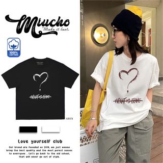 Áo thun nữ form rộng đẹp tay lỡ kiểu hàn quốc, áo phông nữ form rộng unisex vải cotton AT171 Miucho in hoạt tiết