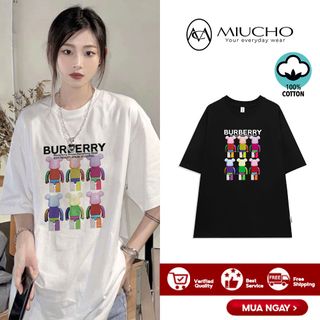 Áo phông bearbrick nữ form rộng tay lỡ unisex, áo thun bearbrick nữ form rộng tay lỡ unisex cotton AT035 Miucho in logo
