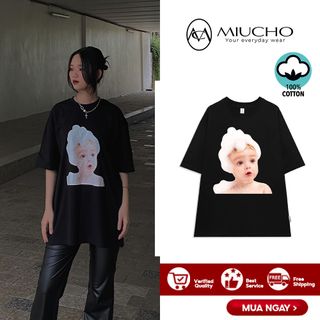 Áo phông adlv nữ form rộng tay lỡ unisex, áo thun adlv nữ form rộng tay lỡ unisex cotton AT156 Miucho in logo giá sỉ