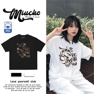 Áo thun nữ form rộng đẹp tay lỡ kiểu hàn quốc, áo phông nữ form rộng unisex vải cotton AT176 Miucho in hoạt tiết