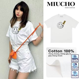 Áo phông drew form rộng đẹp tay lỡ oversize, áo thun drew form rộng unisex tay lỡ hàn quốc cotton AT146 Miucho in logo