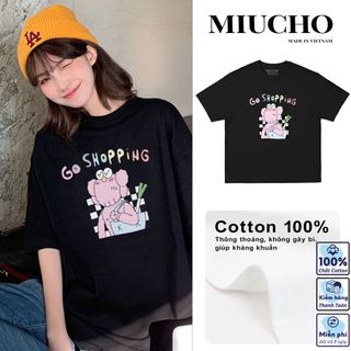 Áo phông nữ form rộng đẹp tay lỡ oversize, áo thun nữ form rộng unisex tay lỡ hàn quốc cotton AT157 Miucho in hoạt tiết