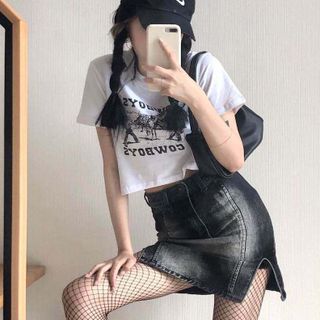 Áo croptop nữ tay ngắn cổ tròn vải thun cotton kiểu hàn quốc CR045 Miucho in hình hoạ tiết