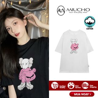 Áo phông nữ form rộng tay lỡ unisex đẹp, áo thun nữ form rộng tay lỡ unisex cotton hàn quốc AT139 Miucho in hình