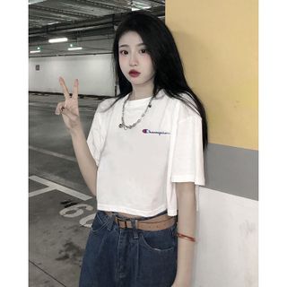 Áo croptop nữ tay ngắn cổ tròn vải thun cotton kiểu hàn quốc CR003 Miucho in hình