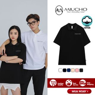Áo polo nữ form rộng, áo thun polo nữ có cổ đẹp chất cotton form unisex PL041 Miucho in name