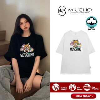 Áo phông nữ form rộng tay lỡ unisex đẹp, áo thun nữ form rộng tay lỡ unisex cotton hàn quốc AT114 Miucho in hình giá sỉ