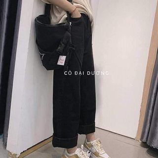 Quần bò ống rộng nữ cạp cao CHERRY quần jeans ống rộng lưng cao, vải bò dày đẹp , không giãn ,dáng suông