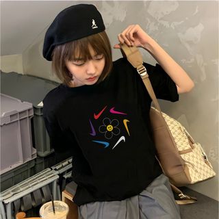 Áo phông nke nữ form rộng tay lỡ unisex, áo thun nke nữ form rộng tay lỡ unisex cotton AT129 Miucho in logo