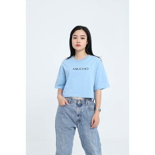 Áo croptop nữ tay ngắn cổ tròn vải thun cotton kiểu hàn quốc CR074 Miucho in name