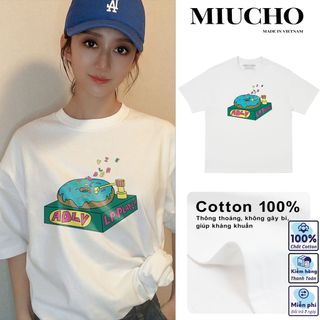 Áo phông adlv nữ form rộng tay lỡ unisex, áo thun adlv nữ form rộng tay lỡ unisex cotton AT138 Miucho in logo