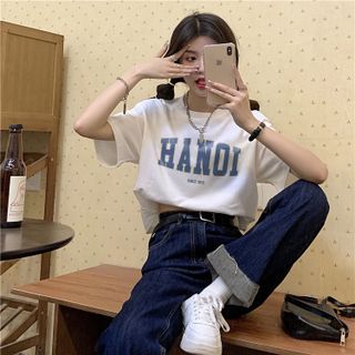 Áo croptop nữ tay ngắn cổ tròn vải thun cotton kiểu hàn quốc CR043 Miucho in hình hoạ tiết