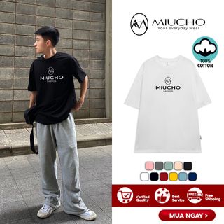 Áo thun nữ form rộng đẹp tay lỡ kiểu hàn quốc, áo phông nữ form rộng unisex vải cotton AT244 Miucho in brand name