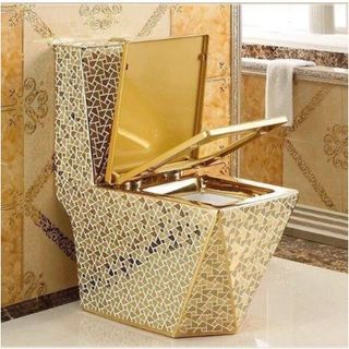 Bồn cầu kim cương một khối vàng đẹp óng ánh