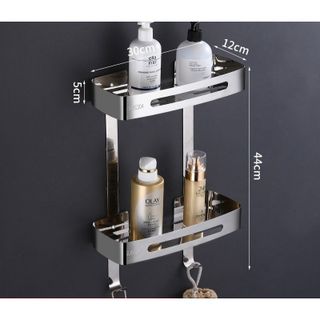 Kệ nhà tắm treo tường dùng đựng mỹ phẩm, xà bống, làm bằng chất liệu inox sus 304 chống oxy hóa, giá tố
