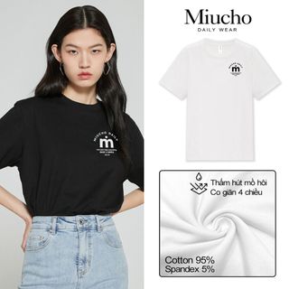 Áo thun nữ cổ tròn chất liệu cotton mềm mại form regular AR024 Miucho in brand name