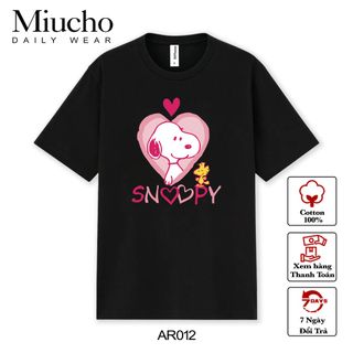Áo thun nữ cổ tròn chất liệu cotton mềm mại form regular AR012 Miucho in hoạ tiết