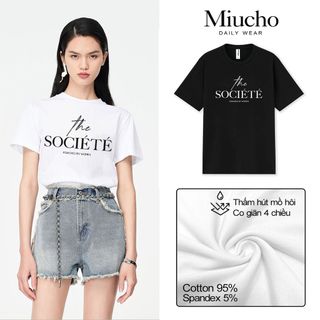 Áo thun nữ cổ tròn chất liệu cotton mềm mại form regular AR003 Miucho basic