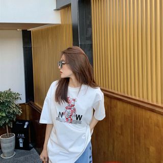 Áo phông bearbrick nữ form rộng tay lỡ unisex, áo thun bearbrick nữ form rộng tay lỡ unisex cotton AT038 Miucho in logo