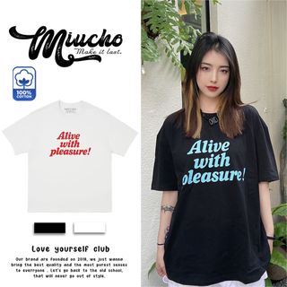Áo thun nữ form rộng đẹp tay lỡ kiểu hàn quốc, áo phông nữ form rộng unisex vải cotton AT160 Miucho in hoạt tiết