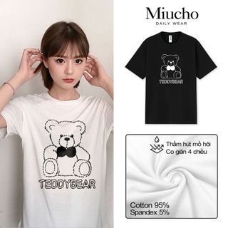 Áo thun nữ cổ tròn chất liệu cotton mềm mại form regular AR021 Miucho in hoạ tiết