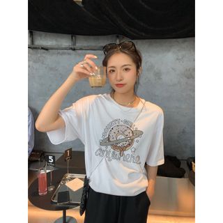 Áo thun nữ form rộng đẹp tay lỡ kiểu hàn quốc, áo phông nữ form rộng unisex vải cotton AT163 Miucho in hoạt tiết
