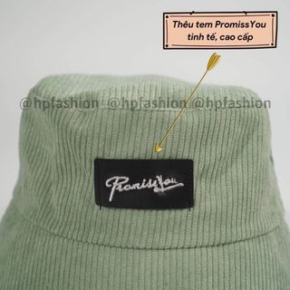 Mũ bucket vành cụp thêu chữ PromissYou chất nhung tăm cao cấp form unisex nam nữ ZIMI