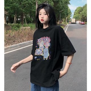 Áo thun nữ form rộng đẹp tay lỡ kiểu hàn quốc, áo phông nữ form rộng unisex vải cotton AT149 Miucho in hoạt tiết