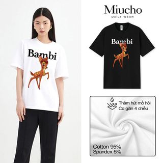 Áo thun nữ cổ tròn chất liệu cotton mềm mại form regular AR018 Miucho in hoạ tiết