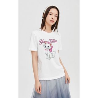 Áo thun nữ cổ tròn chất liệu cotton mềm mại form regular AR019 Miucho in hoạ tiết