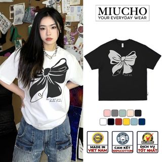 Áo thun form rộng nữ tay lỡ oversize, áo form rộng nữ hàn quốc chất vải cotton AT238 Miucho in hình hoạ tiết