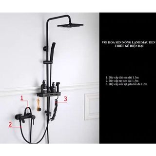 Sen tắm nóng lạnh màu đen bao gồm cả vòi xịt full phụ kiện