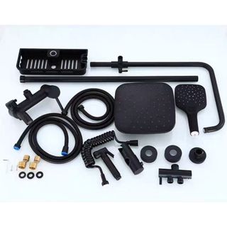 Sen tắm nóng lạnh màu đen bao gồm cả vòi xịt full phụ kiện