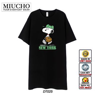 Đầm suông dài tay lỡ, váy suông dáng dài tay vintage nữ cổ tròn chất cotton bigsize DT025 Miucho in hình hoạ tiết