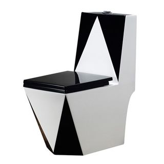 Bồn cầu 1 khối màu đen trắng dạng kim cương tuyệt mỹ