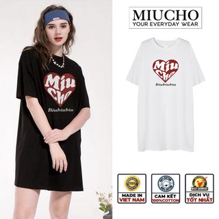 Đầm suông dài tay lỡ, váy suông dáng dài tay vintage nữ cổ tròn chất cotton bigsize DT002 Miucho in brand name