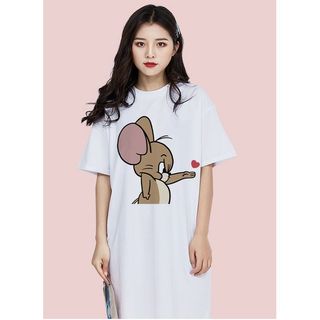 Đầm suông dài tay lỡ, váy suông dáng dài tay vintage nữ cổ tròn chất cotton bigsize DT001 Miucho in hình họa tiết