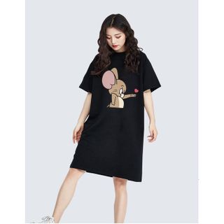 Đầm suông dài tay lỡ, váy suông dáng dài tay vintage nữ cổ tròn chất cotton bigsize DT001 Miucho in hình họa tiết